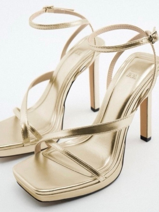 Zara Shoes - Zara Gold Metallic Platform Heels